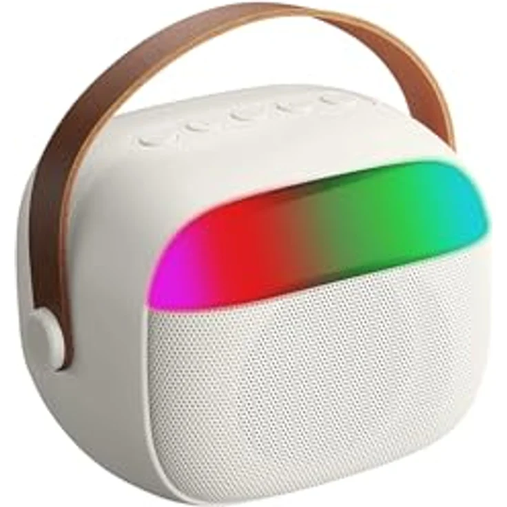 CellularLine Bluetooth Karaoke Speaker Mini, tragbare Karaoke-Anlage mit 5W Lautsprecher, Mikrofon, LED-Lichtern, weiß – Bild 2