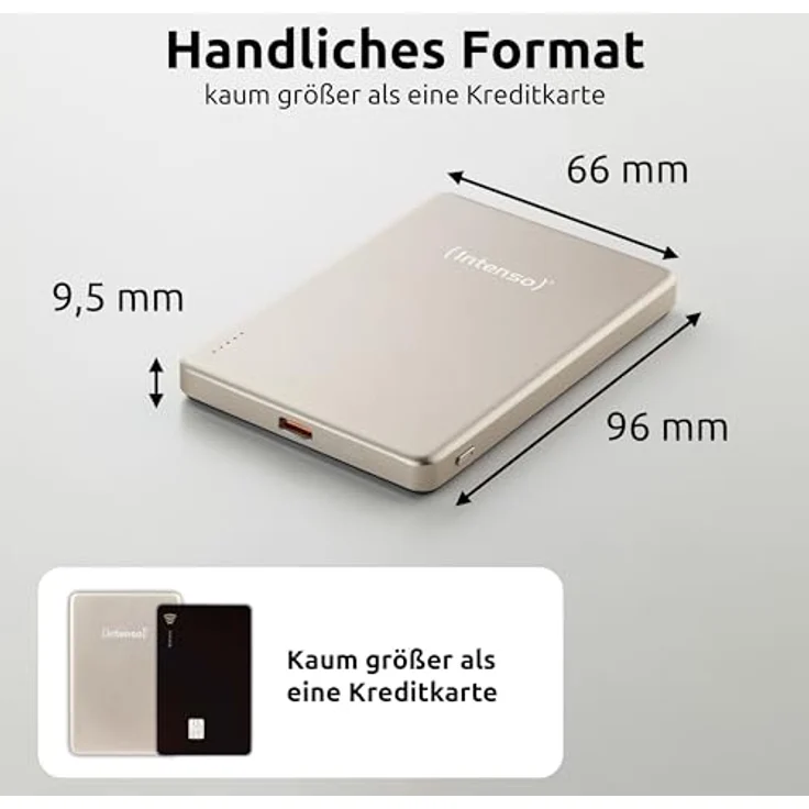 Intenso MW5000 Magnetische Powerbank 5000 mAh, MagSafe kompatibel, Wireless Charging 15W, USB-C PD 20W, flach & kompakt, geprüft in Deutschland, Champagner – Bild 5