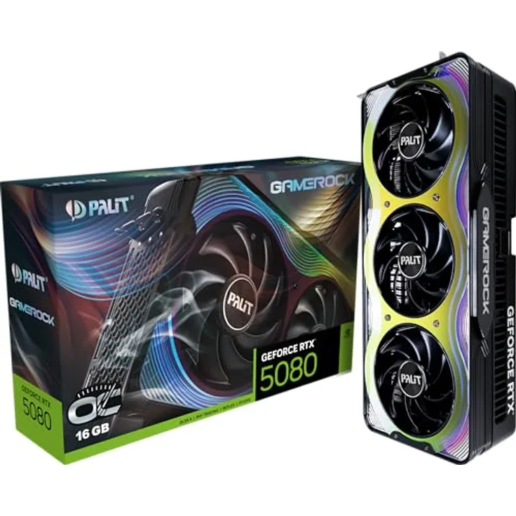 Palit 5080 16GB GAMEROCK OC, NVIDIA GeForce RTX 5080, NVIDIA DLSS, dedizierte Ray Tracing Cores