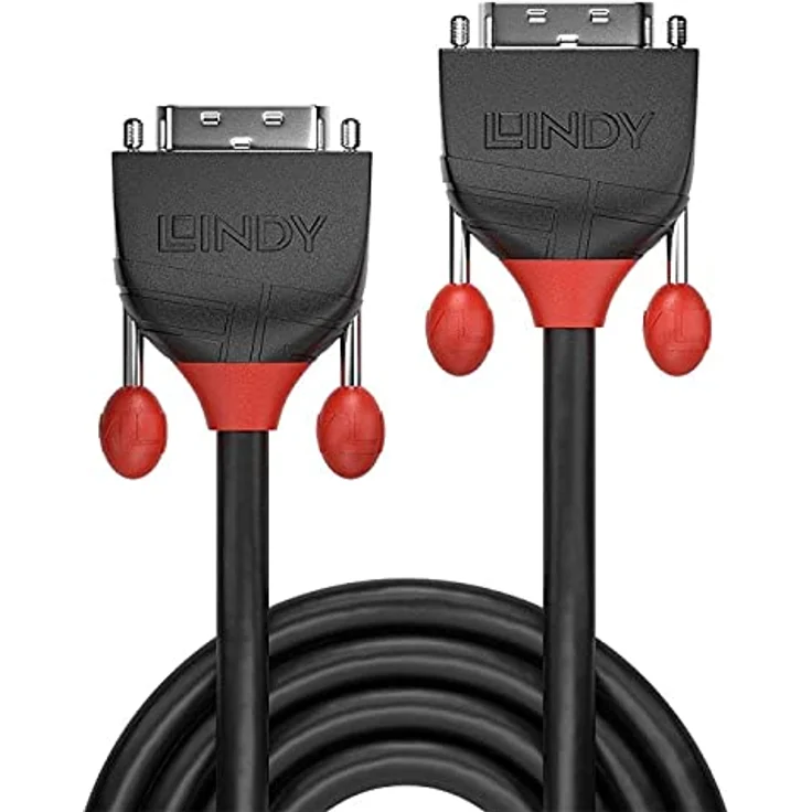 Lindy Black Line - DVI-Kabel - Single Link - DVI-D (M) bis DVI-D (M) - 5 m - rund, Daumenschrauben, 1080p-Unterstützung - Schwarz – Bild 3