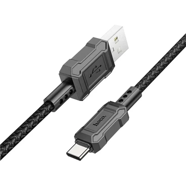 Hoco Leader X94, USB Typ A auf USB Typ C Ladekabel/Datenkabel, 1m, schwarz, 3A, PVC geflochten