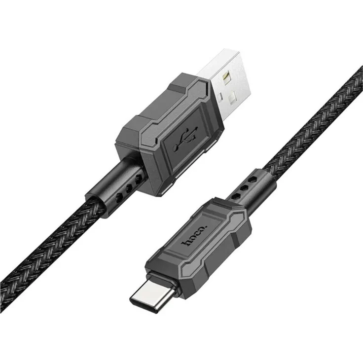 Hoco Leader X94, USB Typ A auf USB Typ C Ladekabel/Datenkabel, 1m, schwarz, 3A, PVC geflochten