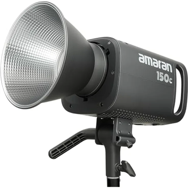Amaran 150c (EU) Grey, 150W RGBWW LED-Punktstrahler mit Bowens Mount, 2500K-7500K Farbtemperatur, stufenlos dimmbar, 9 FX-Effekte, integrierte Schirmhalterung