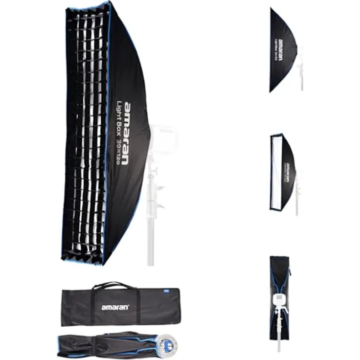 Amaran Light Box 30x120cm, rechteckige Bowens Mount Softbox für Porträt- und Ganzkörperaufnahmen, schnelles Setup, platzsparendes Flat-Pack-Design