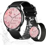 Valdus Damen's Fitness-Tracker Elegant Smartwatch mit Telefonfunktion, AMOLED HD-Touchscreen, austauschbarem Mesharmband - 300 mAh, Herzfrequenzsensor, SPO2, Schrittzähler & GPS-Tracking (Schwarz)