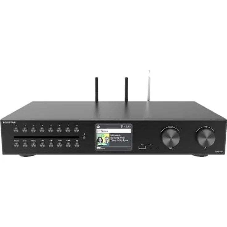 TELESTAR TOP 550, HiFi-System mit Verstärker und CD-Player, 43 cm, 2 × 30 W, Internetradio/DAB+, Bluetooth 5.3, USB-Aufnahme, Streamingdienste – Schwarz