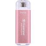 Transcend Portable SSD ESD300P 512GB USB Typ-C 10 Gbit/s PS4/PS5-kompatibel, Rosa – TS512GESD300P