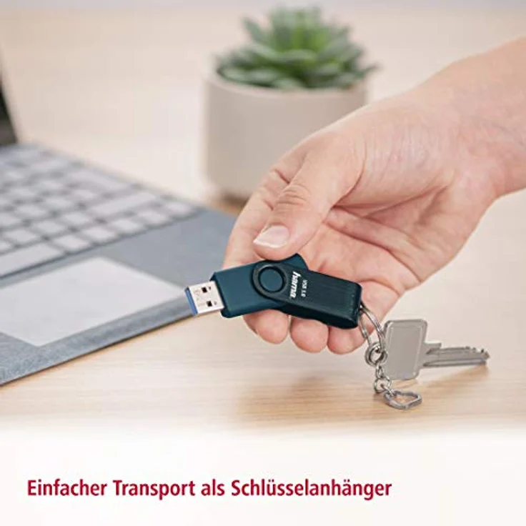 Hama 256 GB USB-Stick USB 3.0 Datenstick (90 MB-s Datentransfer, mit Öse zur Befestigung am Schlüsselring, Speicherstick, Memory Stick aus Metall, geeignet für Windows-MacBook) Petrolblau – Bild 6
