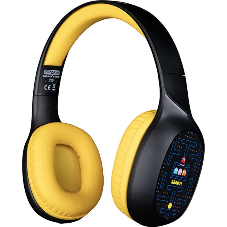 Konix Pac-Man Kabellose Bluetooth 5.3-Kopfhörer – 30 Stunden Akkulaufzeit – 3,5-mm-Klinkenkabel – Schwarz und Gelb – Bild 1