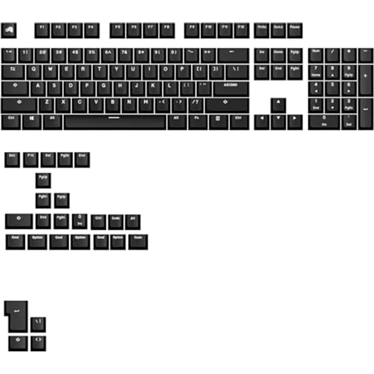 Glorious GPBT Basics Keycaps, ANSI Layout (US), PBT, Doubleshot - Classic Black