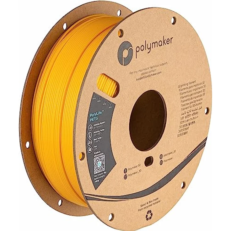 Polymaker PolyLite PETG, 3D-Druckfilament 1,75mm, gelb, 1kg, hohe Transparenz und Flexibilität – Bild 1