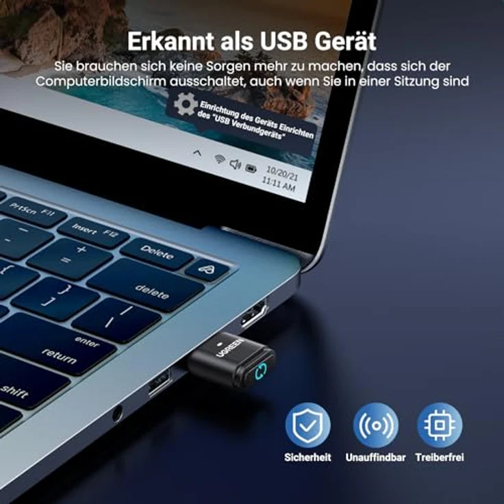 UGREEN Bluetooth 5.3 Adapter für PC, mit Maus Jiggler Funktion, Dongle für 5 Geräte gleichzeitig, Plug & Play, unterstützt Windows 8.1/10/11 – Bild 4