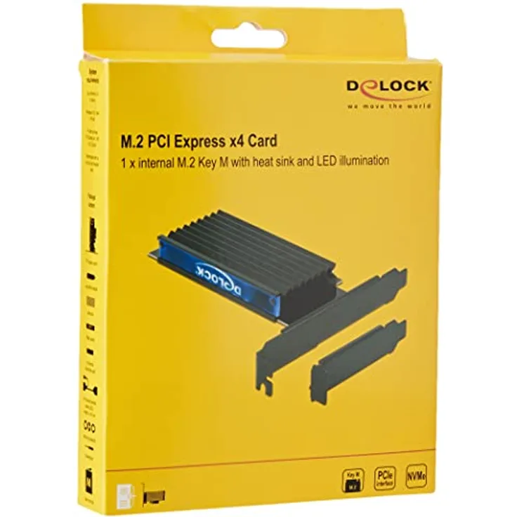 Delock PCI Express x4 Karte zu 1 x intern NVMe M.2 Key M mit Kühlkörper