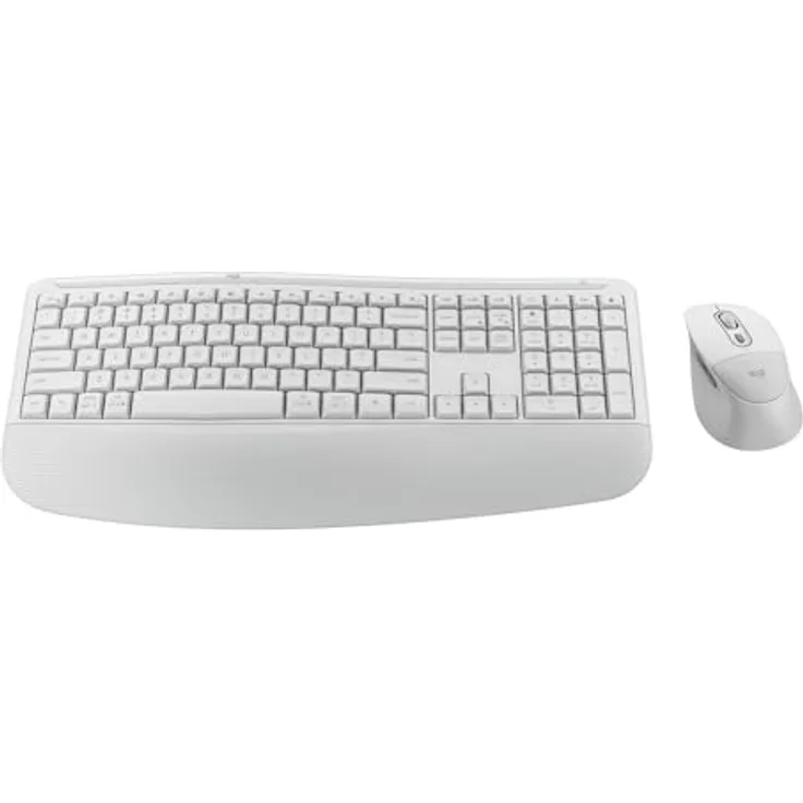 LOGITECH Signature Comfort Plus MK880, kabelloses Maus- und Tastaturset mit ergonomischer Handballenauflage, Off White