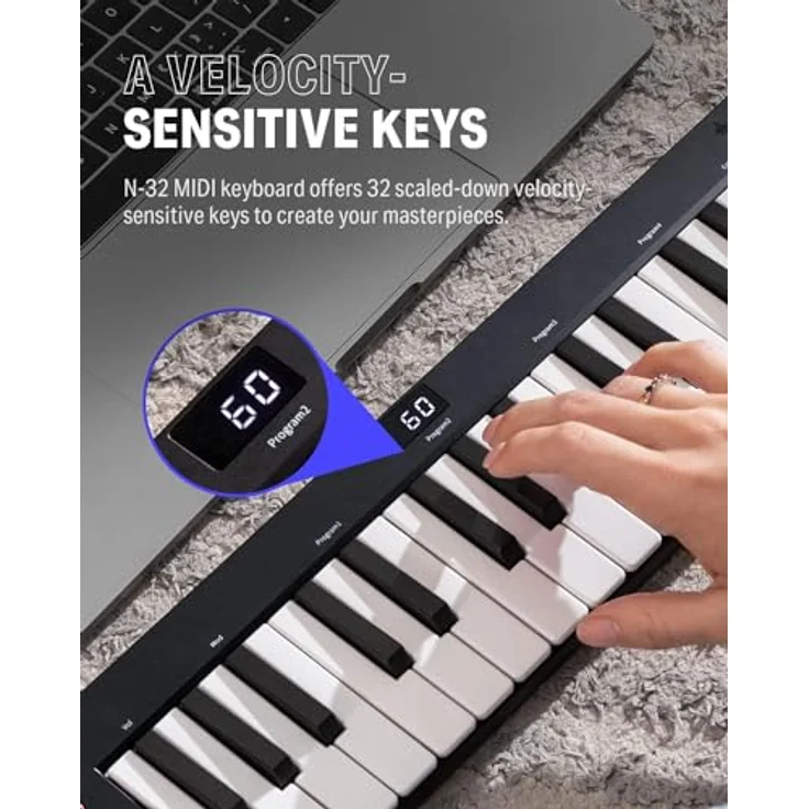 Donner N-32 MIDI-Tastatur, 32 Mini-Tasten, USB-C Kompatibilität, atmungsaktiver Lichteffekt – Bild 2