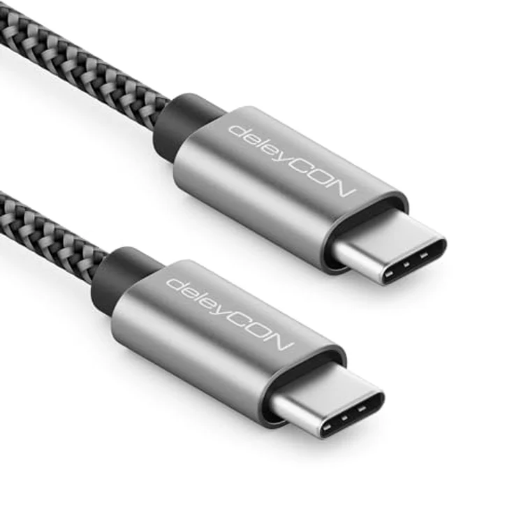 deleyCON 1m USB C Kabel PD3.0, 60W Schnellladekabel mit Nylon-Ummantelung, USB-C auf USB-C für iPhone 17 16 15 Pro Max, Galaxy S26 S25 S24 S23, Pixel, iPad Pro, MacBook Air, Switch, PS5 – Bild 1