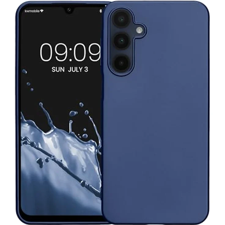 kwmobile Schutzhülle kompatibel mit Samsung Galaxy A16 5G - Flexibles Silikon Case in Metallic Blau mit modernem Glanzeffekt – Bild 5