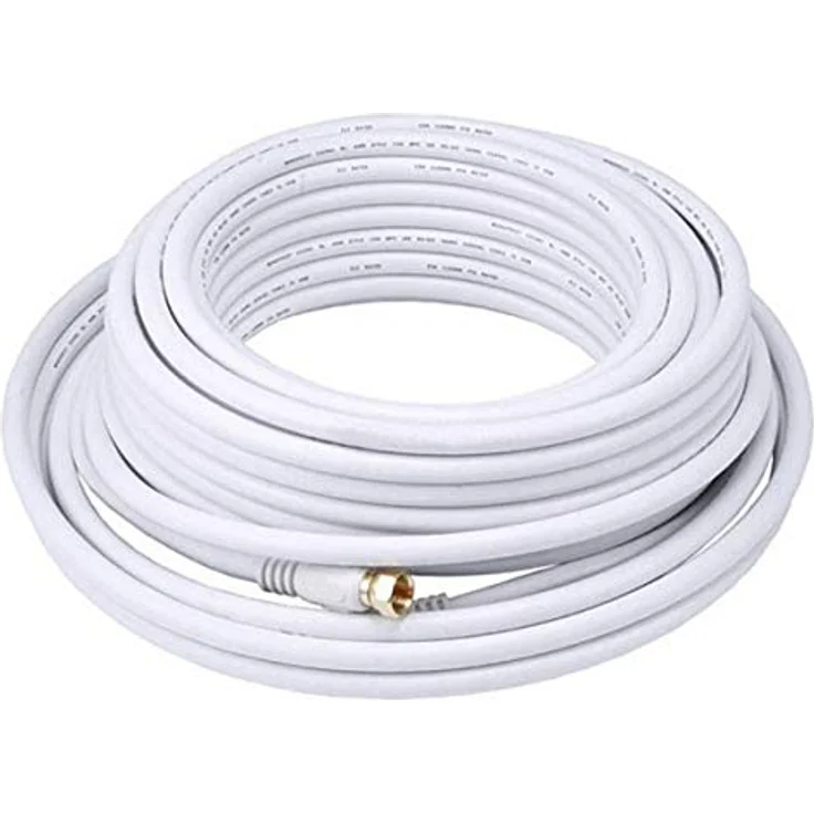 Monoprice 104061 50 FT RG6 18 AWG 75 Ohm Quad Shield CL2 Koaxialkabel mit F Type Connector – weiß – Bild 2