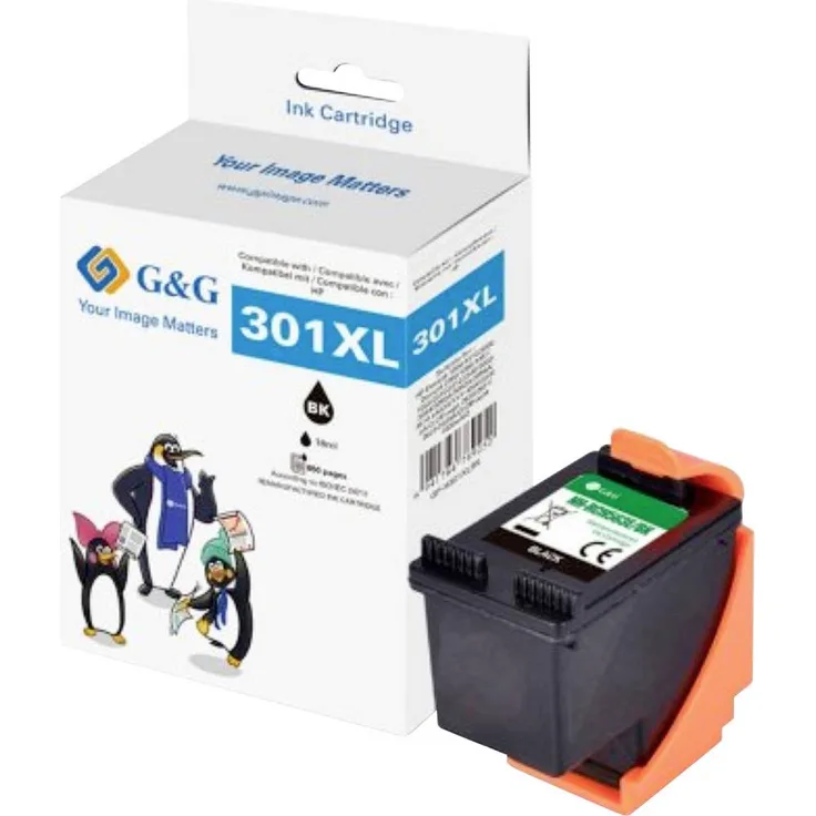 G&G Druckerpatrone Kompatibel GP-H301XLBK, XL-Tintenpatrone in Schwarz für HP 301XL/CC563EE