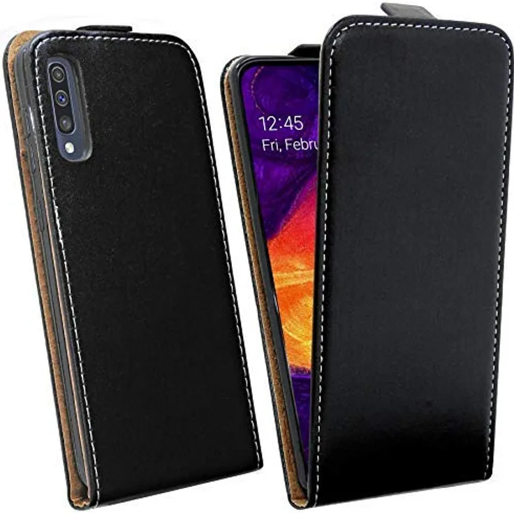 COFI 1453 Samsung Galaxy A50 (A505F) Handy Tasche - Vertikal aufklappbare Schutzhülle in Schwarz