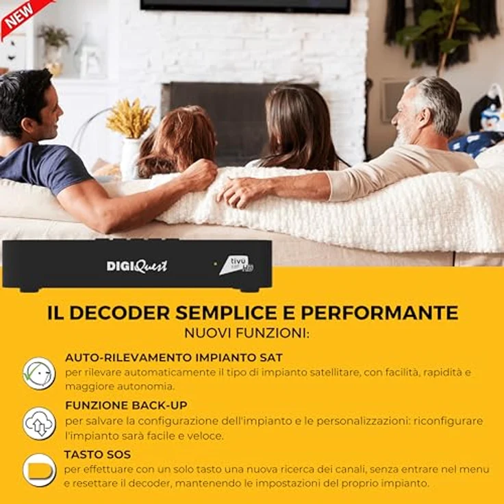 Digiquest Q30 Tivusat HD Receiver mit aktivierter Karte, DVB-S/S2, HDMI, EPG, schwarz – Bild 5