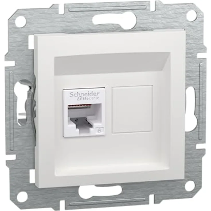Schneider Electric Asfora EPH4770121D RJ45 Kat.6e Unterputz 1-Fach, Netzwerkdose, Datensteckdose, IDC,weiß