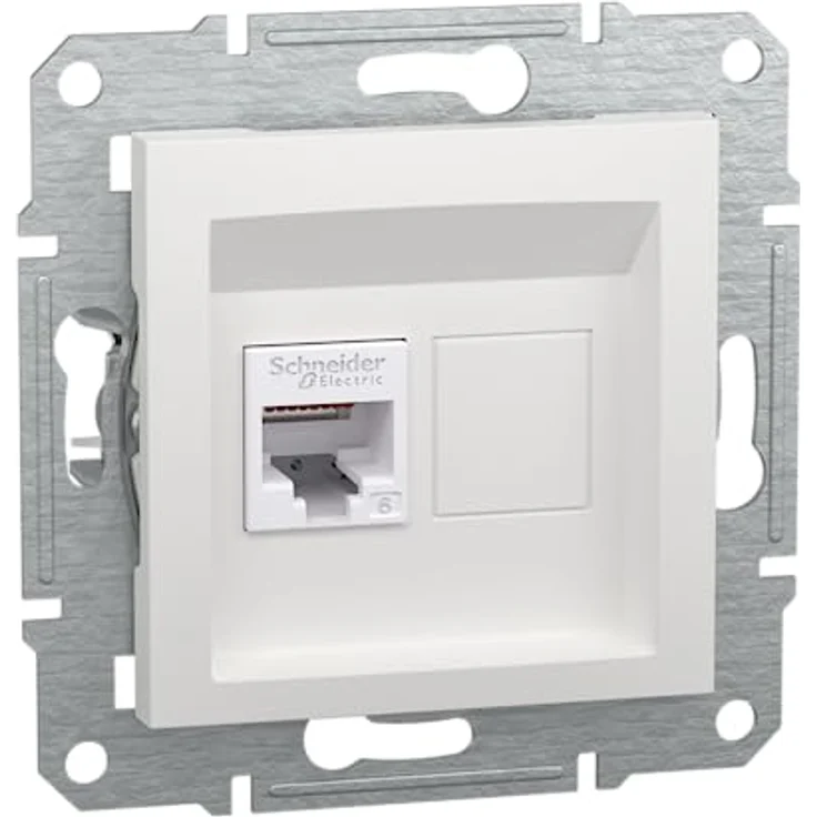 Schneider Electric Asfora EPH4770121D RJ45 Kat.6e Unterputz 1-Fach, Netzwerkdose, Datensteckdose, IDC,weiß – Bild 1