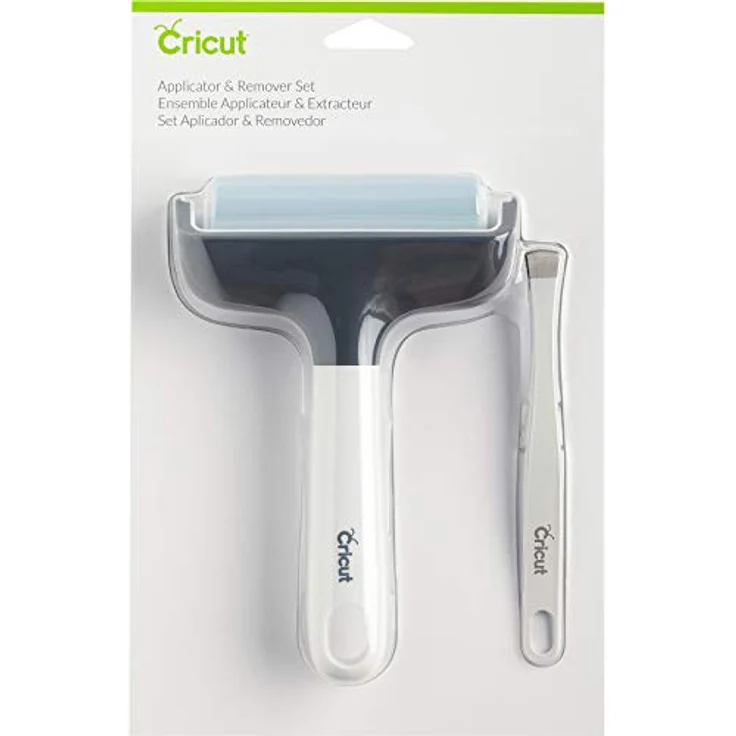 Cricut 2003923 Applicator & Remover Werkzeug-Set, 2-teilig, mit Gummirolle und breiter Pinzette, Blau/Grau/Weiß – Bild 3