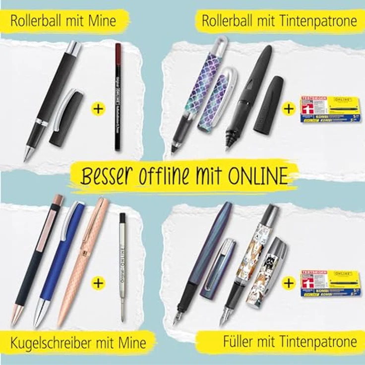 ONLINE Multipen 4-in-1, Multifunktionsstift aus Metall mit 3 Kugelschreiber-Minen in blau, schwarz und rot, Druckbleistift-Mine und Radiergummi, Farbe schwarz – Bild 7