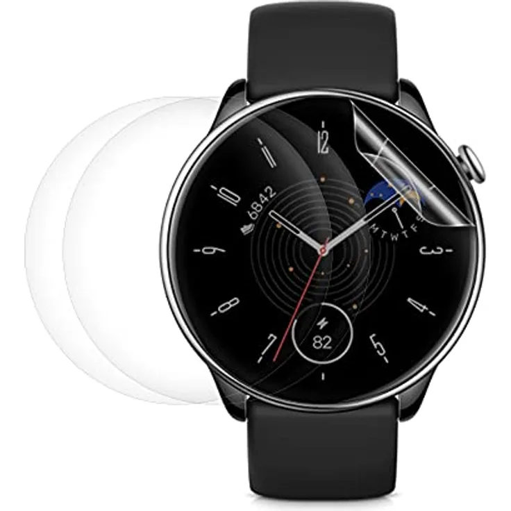 kwmobile 3X Transparente Displayschutzfolie für Huami Amazfit GTR Mini - Ultradünn und unempfindlich, 3er Pack