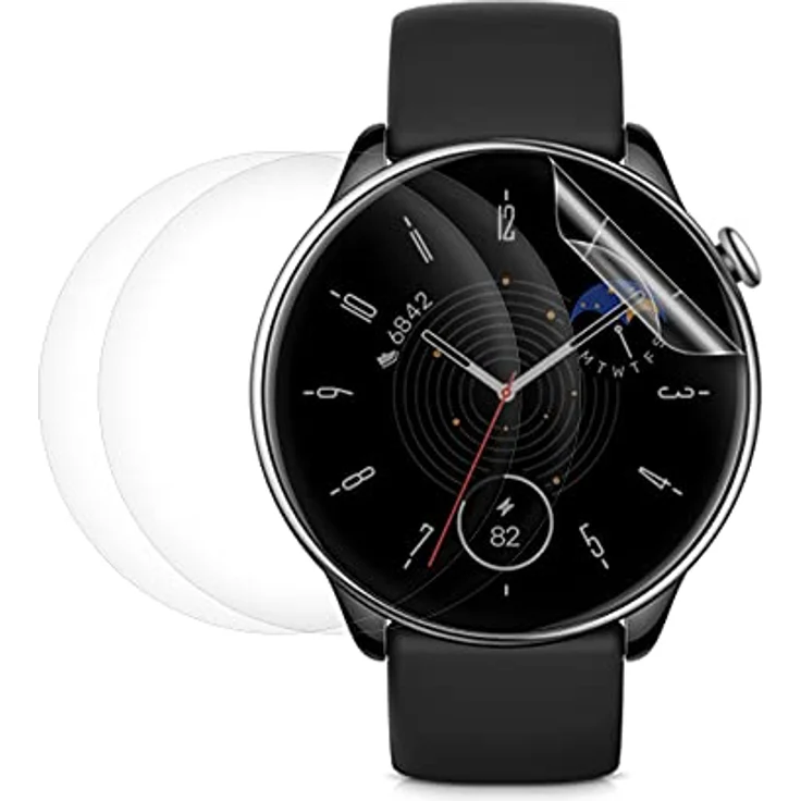 kwmobile 3X Transparente Displayschutzfolie für Huami Amazfit GTR Mini - Ultradünn und unempfindlich, 3er Pack – Bild 1