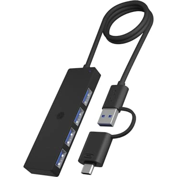 ICY BOX USB 3.0 HUB (4-in-1) mit 4X USB-A Ports, USB-Verteiler, USB-C & USB-A Anschluss, Splitter, Mehrfachstecker, IB-HUB1424-C3, in schwarz – Bild 1