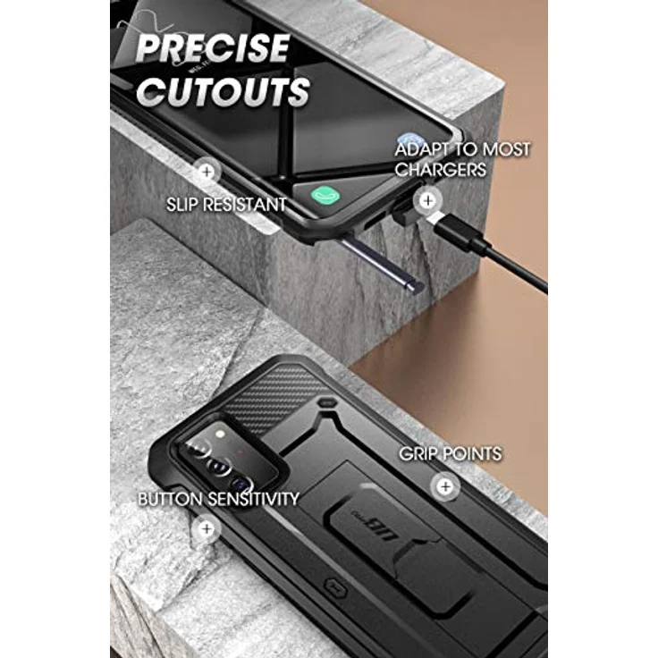 SUPCASE UBPro Outdoor Hülle für Samsung Galaxy Note 20 Ultra (6.9") 5G, Rugged Schutzhülle mit Gürtelclip und Ständer, Schwarz – Bild 5