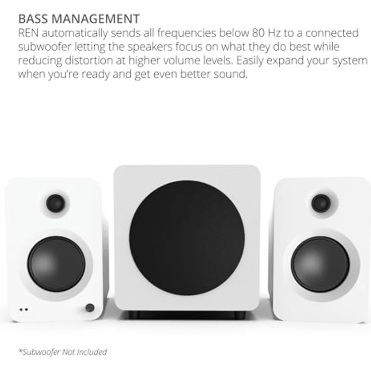 Kanto Ren 200W Powered Speaker System with HDMI ARC Input for TV & Home Theater | USB-C and Bluetooth 5.3 | High/Low Pass Filter | Pair | Matte White – Bild 4