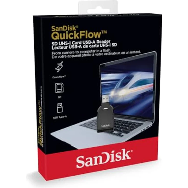 SanDisk QuickFlow SD-UHS-I-Kartenlesegerät mit USB-A-Anschluss, Lesegeschwindigkeit bis zu 250 MB/s, Schreibgeschwindigkeiten bis zu 150 MB/s, USB 3.2 Gen 1, kompakt und leicht, schwarz – Bild 5