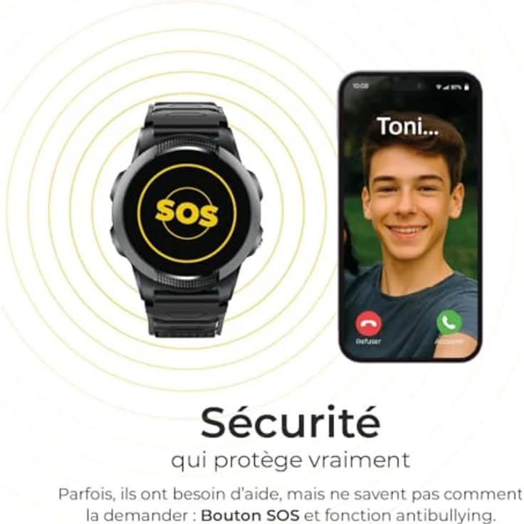 Save Family Savefamily Slim Smartwatch 4G Black, GPS-fähige Smartwatch mit 1,28-Zoll-Touchscreen, wasserdicht (IP67), integrierte Kamera, 550 mAh Akku – Bild 3