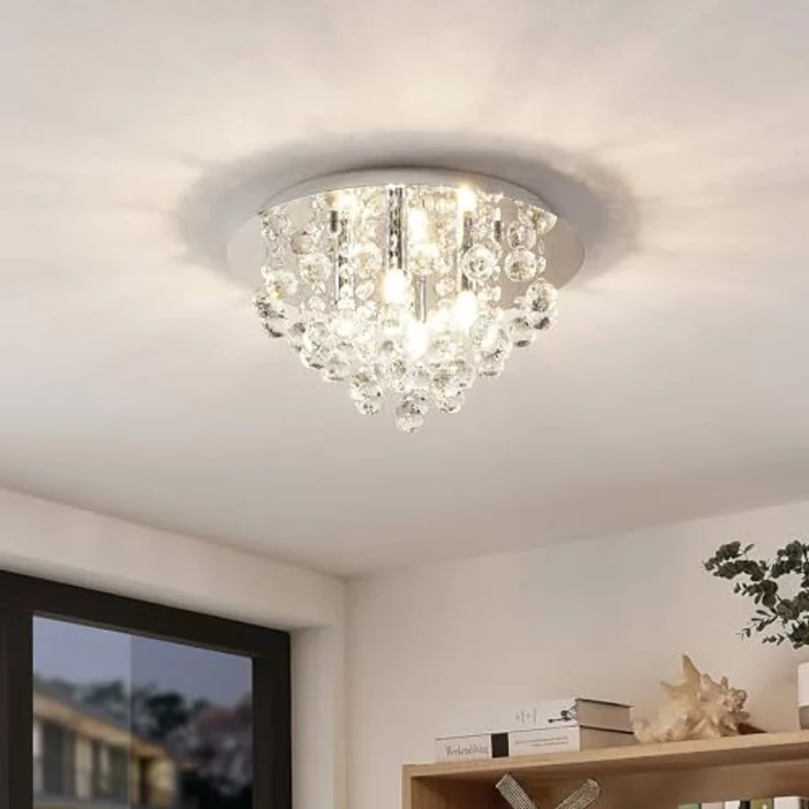 Lindby Deckenlampe 'Antonino' in Chrom aus Kristall (4 flammig, G9) - Wohnzimmerleuchte in stilvollem Design – Bild 4