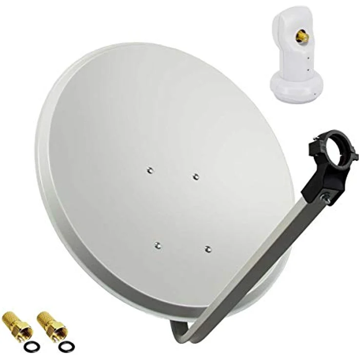 PremiumX PXS60 Satelliten-Komplettanlage, 60cm helle Satellitenschüssel mit Single LNB, wasserdicht und UV-beständig, für 1 Teilnehmer – Bild 1