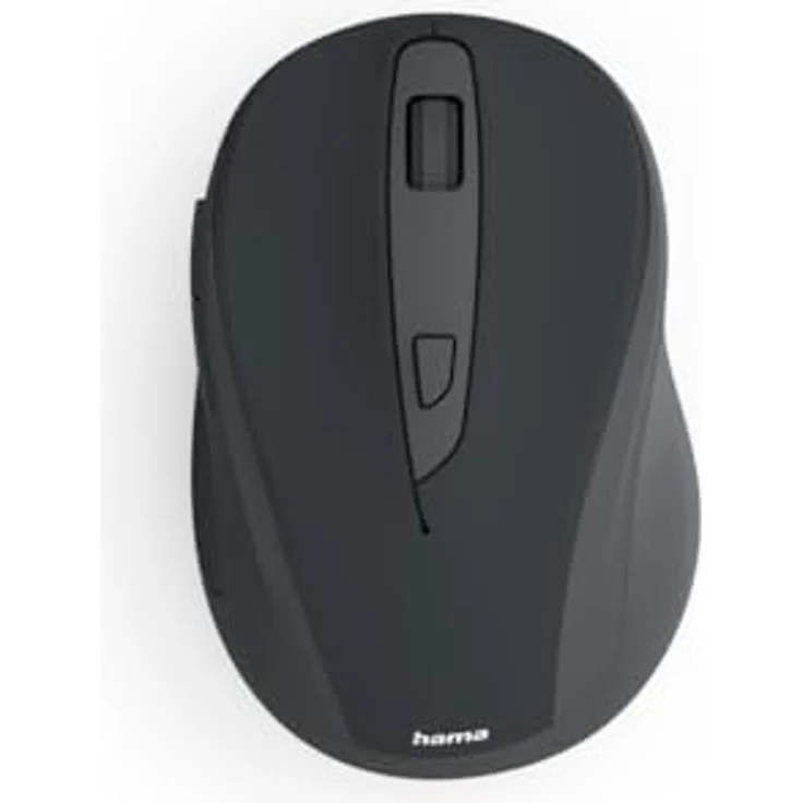 Hama WM-400 Funkmaus, ergonomisch, optisch, 1600 DPI, 6 Tasten, geräuschlos, schwarz – Bild 1
