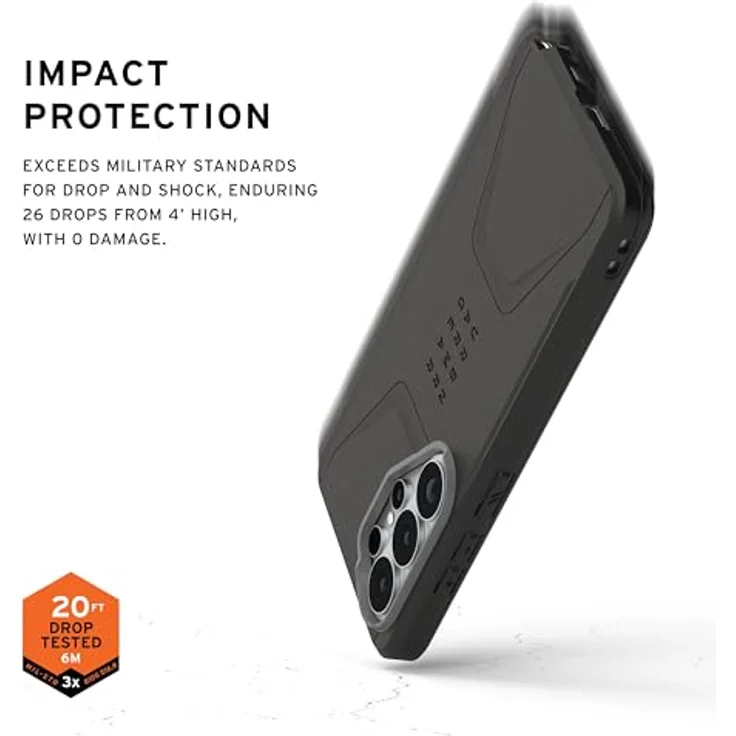 URBAN ARMOR GEAR Civilian Case für Samsung Galaxy S26 Ultra, sturzfeste Hülle mit Wireless Charging Kompatibilität, schwarz – Bild 4