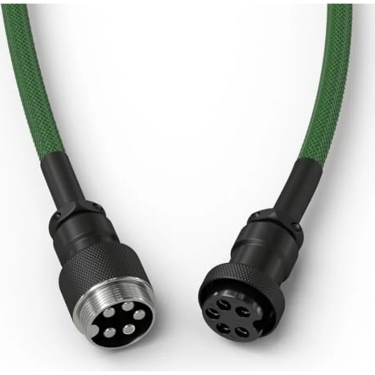 Glorious Gaming Premium Coiled Keyboard Cable - Vergoldetes USB-A auf USB-C, Schutz vor Kabelsalat, doppelt geflochtene Ummantelung, 5-poliger Aviator-Stecker - Forest Green – Bild 5