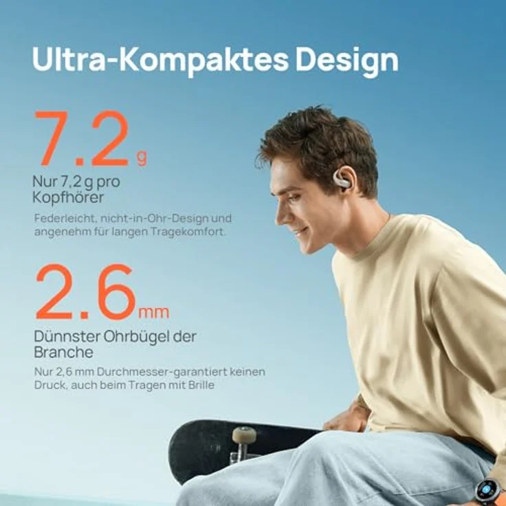 Mibro Open-Ear-Kopfhörer, Bluetooth 5.4, 30 Stunden Wiedergabezeit, IPX4 wasserfest, weiß, mit Mikrofon und Schnellladung – Bild 4