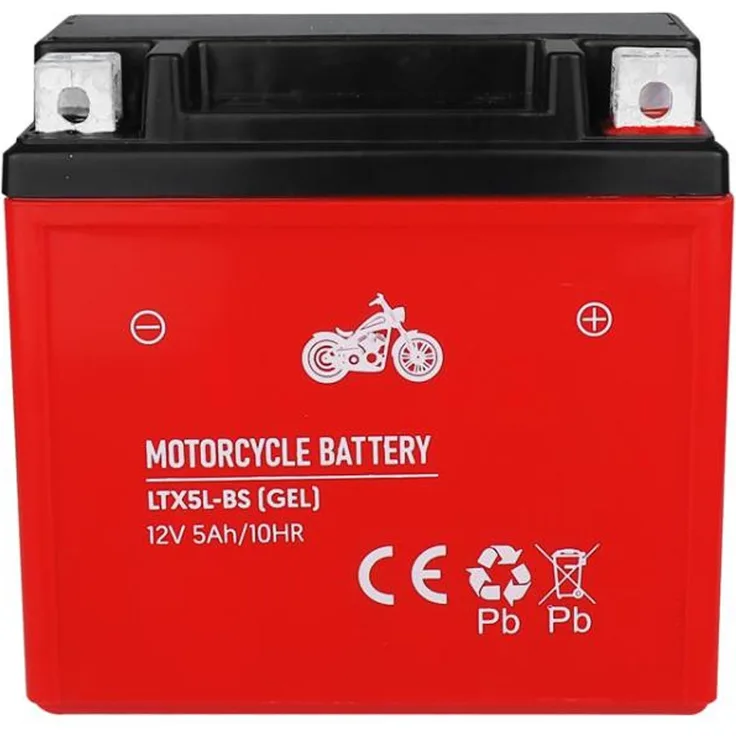 Lamex Gel-Batterie Motorrad 12V 5Ah LTX5L-BS, stoß- und vibrationsfest, sofort einsatzbereit