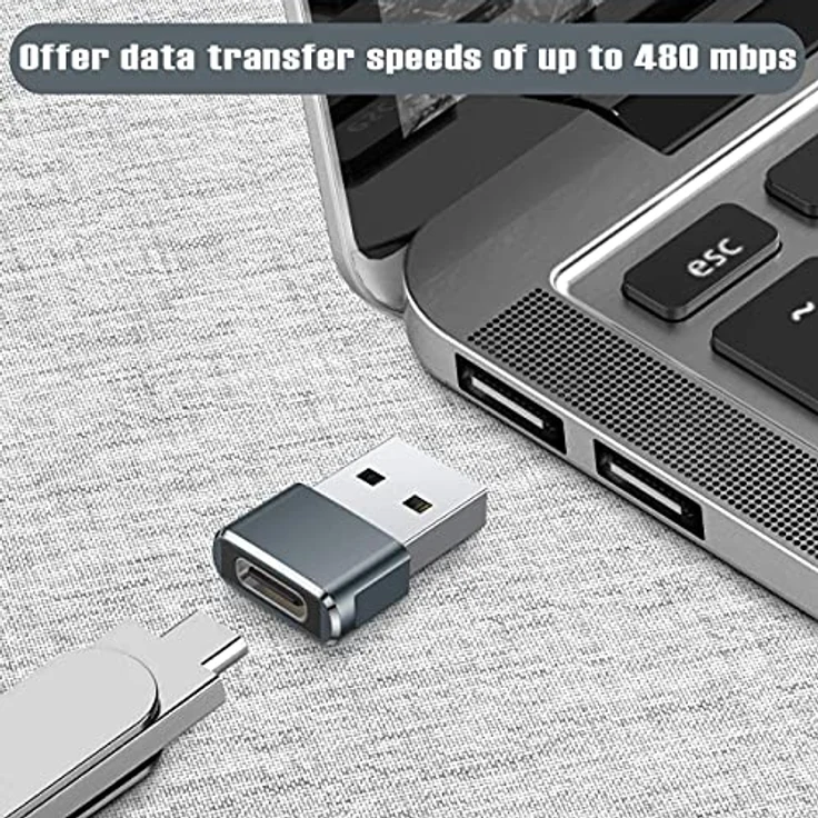 PremiumCord Adapter USB-C auf USB 2.0 A, Buchse auf Stecker, 480 Mbit/s, Aluminium, Farbe: Space Grau – Bild 5