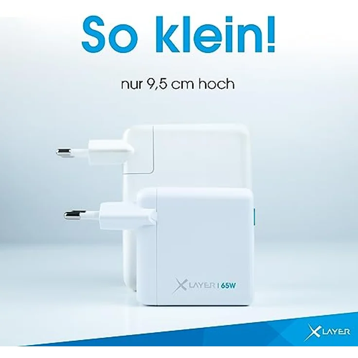 XLayer Power Saver 65W USB C Ladegerät PD Netzteil Knopfdruck Schnellladegerät mit Strom-Stopp-Funktion GAN Technologie Fast Charger Adapter MacBook/Pro/Air, iPhone, iPad, Galaxy, Huawei, Lenovo, Dell – Bild 5