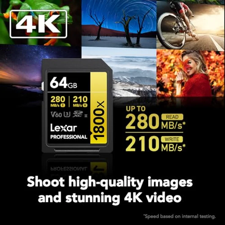 Lexar Professional, SDXC 1800x, Class 10, UHS-II, V60 64 GB (50486400) – Bild 2