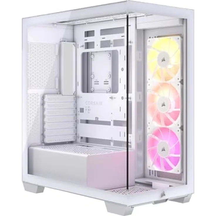 CORSAIR 3500X ARGB Mid-Tower ATX PC-Gehäuse - Gehärtetes Panorama-Glas - Umgekehrte Verbindung Motherboard-Kompatibel - 3X CORSAIR RS120 ARGB-Lüfter Enthalten - Weiß