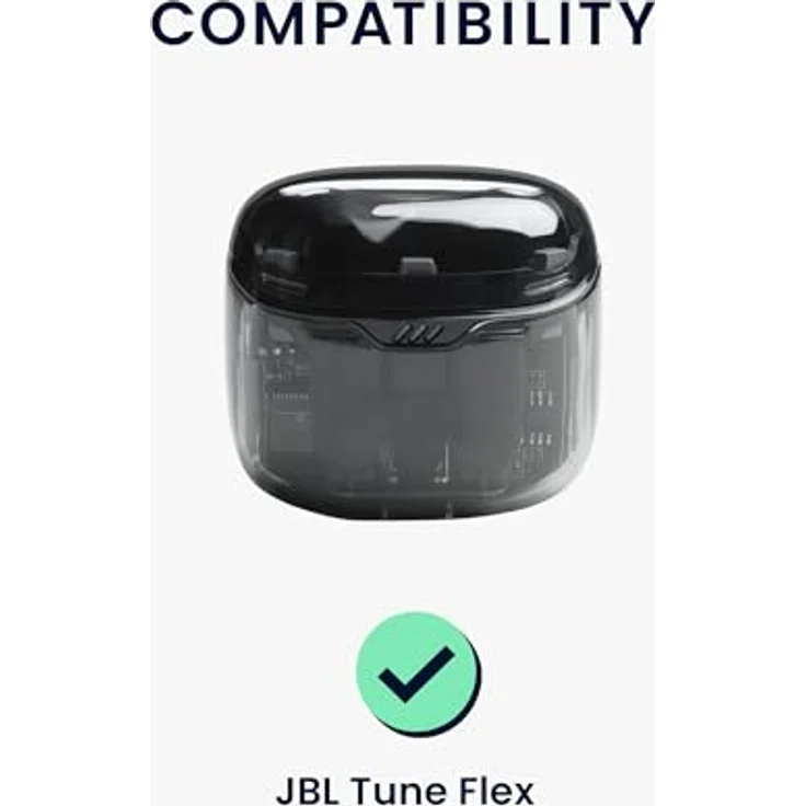 kwmobile Hülle kompatibel mit JBL Tune Flex - Silikon Kopfhörer Schutzhülle Case Cover Weiß Schwarz Schwarz – Bild 2