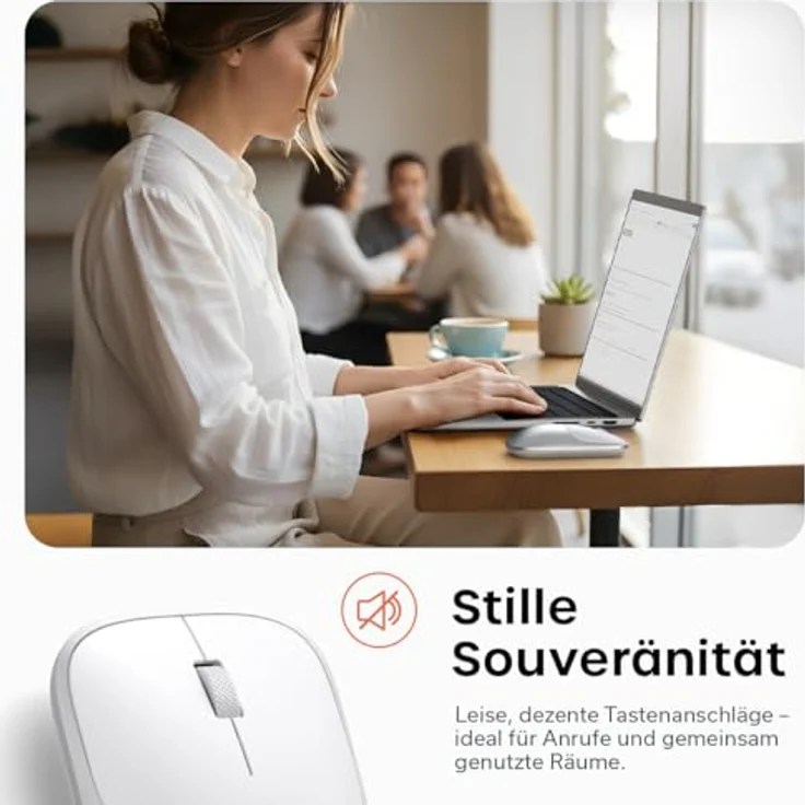 SATECHI Slim EX Kabellose Computermaus, Multi Device mit Bluetooth & 2,4-GHz, leise Klicks, eloxiertes Aluminiumgehäuse, USB-C-Akku, Silber – Bild 3