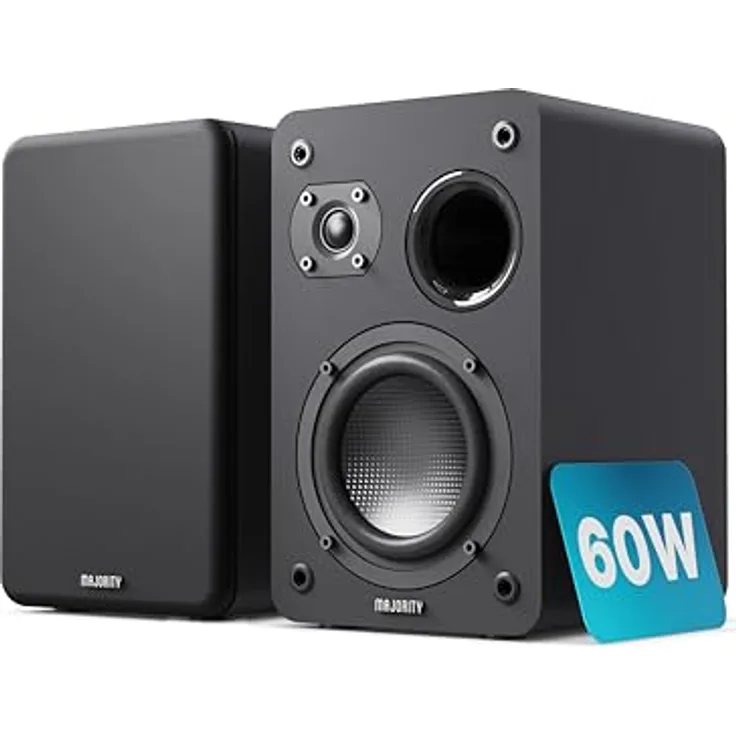 MAJORITY D70X Lautsprecher Boxen | 2 x 30W Passive Regallautsprecher mit Kohlefaser-Membranen, 6Ω Impedanz, Frequenzgang 40Hz-20kHz, Schwarz
